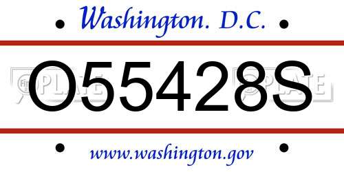 O55428S District Of Columbia License Plate