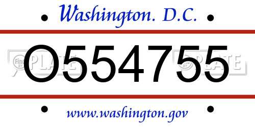 O554755 District Of Columbia License Plate