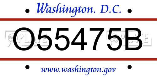 O55475B District Of Columbia License Plate