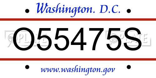 O55475S District Of Columbia License Plate