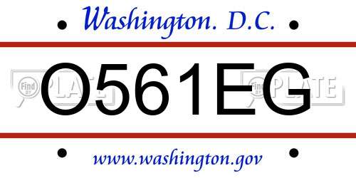 O561EG District Of Columbia License Plate