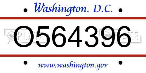 O564396 District Of Columbia License Plate