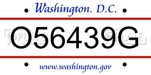 O56439G District Of Columbia License Plate