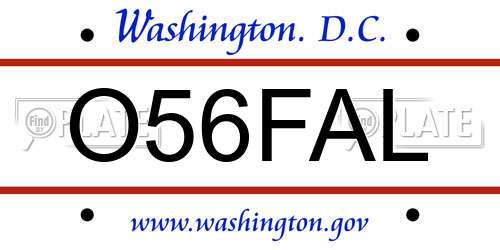 O56FAL District Of Columbia License Plate