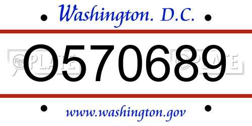 O570689 District Of Columbia License Plate