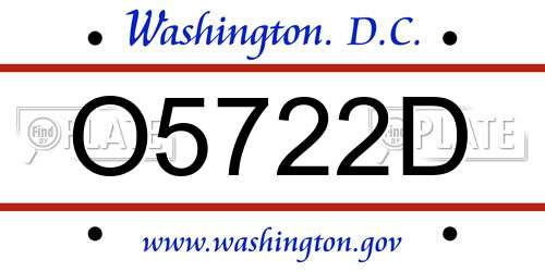 O5722D District Of Columbia License Plate