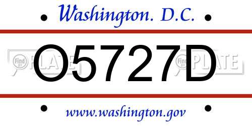 O5727D District Of Columbia License Plate