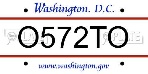 O572TO District Of Columbia License Plate