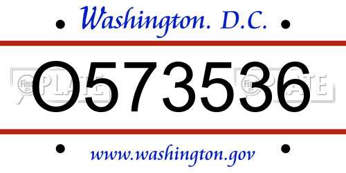 O573536 District Of Columbia License Plate