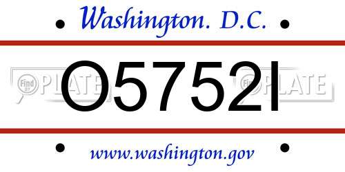 O5752I District Of Columbia License Plate