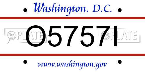 O5757I District Of Columbia License Plate