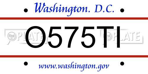 O575TI District Of Columbia License Plate