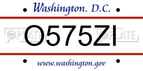 O575ZI District Of Columbia License Plate