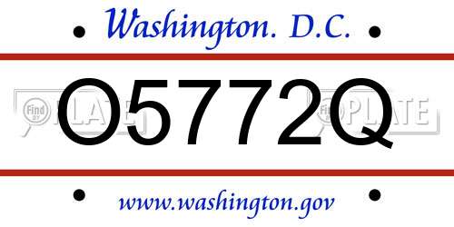 O5772Q District Of Columbia License Plate