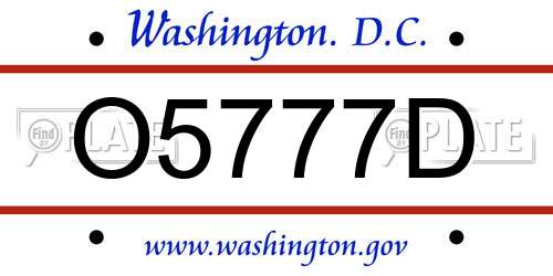 O5777D District Of Columbia License Plate
