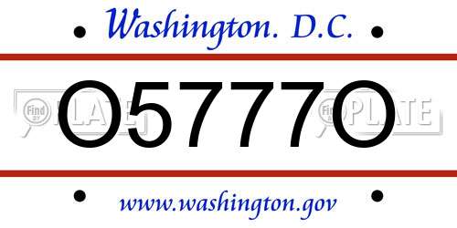 O5777O District Of Columbia License Plate