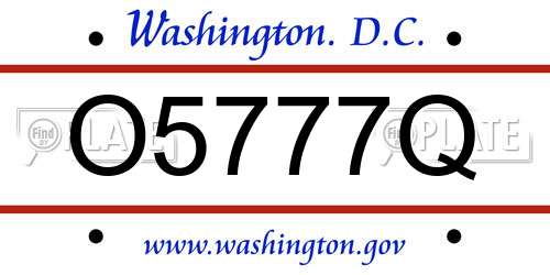 O5777Q District Of Columbia License Plate