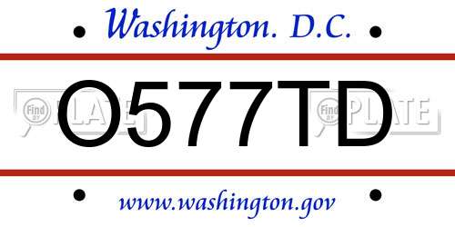 O577TD District Of Columbia License Plate