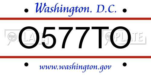 O577TO District Of Columbia License Plate