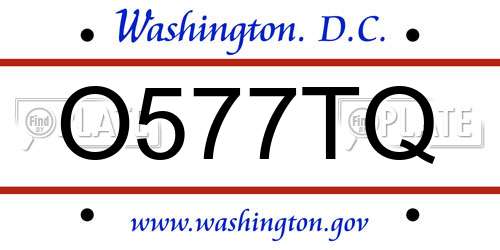 O577TQ District Of Columbia License Plate