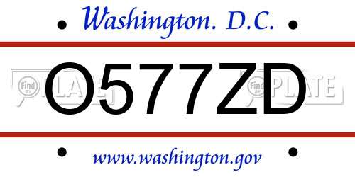 O577ZD District Of Columbia License Plate