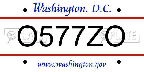 O577ZO District Of Columbia License Plate