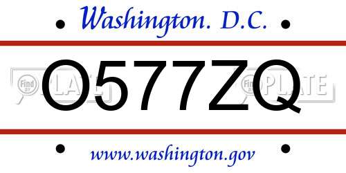 O577ZQ District Of Columbia License Plate