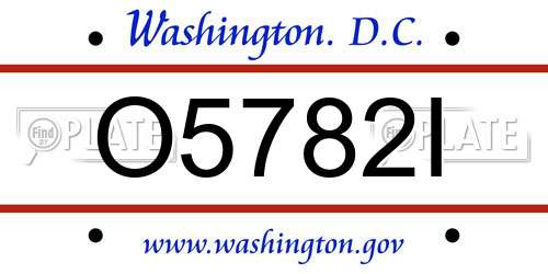 O5782I District Of Columbia License Plate