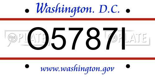 O5787I District Of Columbia License Plate