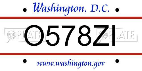 O578ZI District Of Columbia License Plate