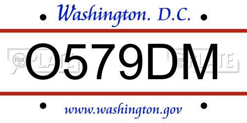 O579DM District Of Columbia License Plate
