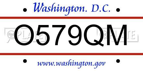 O579QM District Of Columbia License Plate