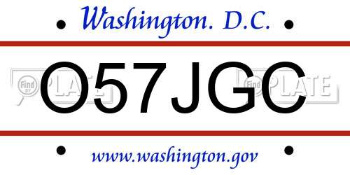O57JGC District Of Columbia License Plate