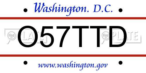 O57TTD District Of Columbia License Plate