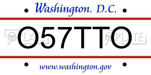 O57TTO District Of Columbia License Plate