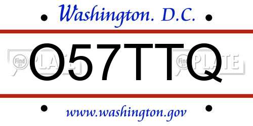 O57TTQ District Of Columbia License Plate