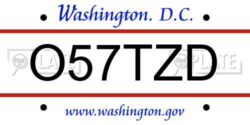 O57TZD District Of Columbia License Plate