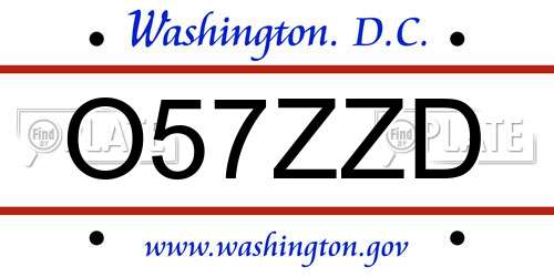 O57ZZD District Of Columbia License Plate