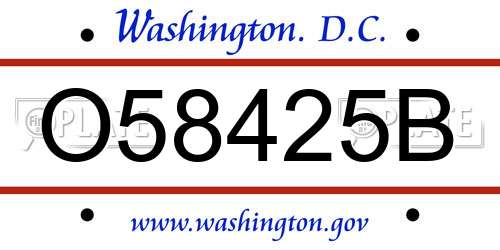 O58425B District Of Columbia License Plate