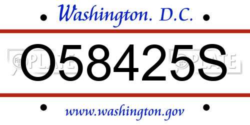 O58425S District Of Columbia License Plate