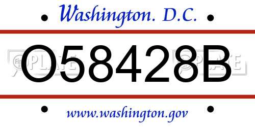 O58428B District Of Columbia License Plate
