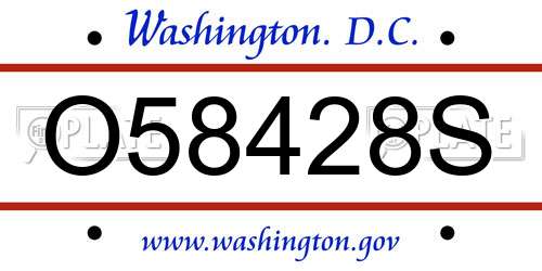 O58428S District Of Columbia License Plate