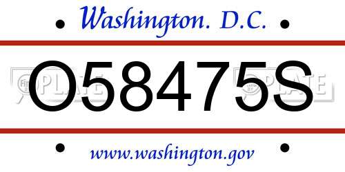 O58475S District Of Columbia License Plate