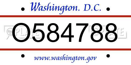 O584788 District Of Columbia License Plate