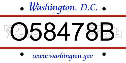O58478B District Of Columbia License Plate