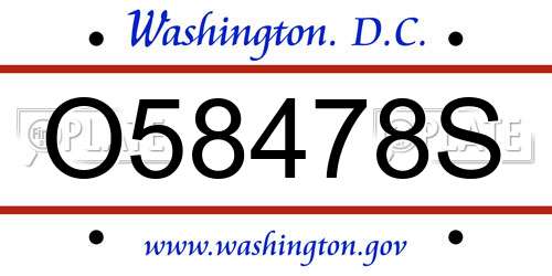 O58478S District Of Columbia License Plate