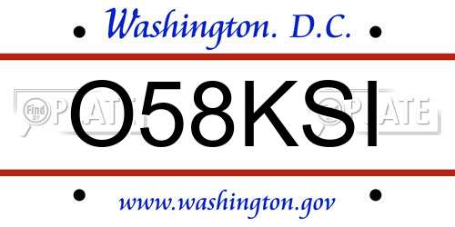 O58KSI District Of Columbia License Plate