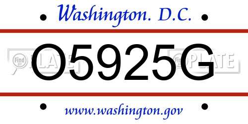 O5925G District Of Columbia License Plate