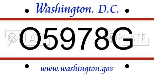 O5978G District Of Columbia License Plate