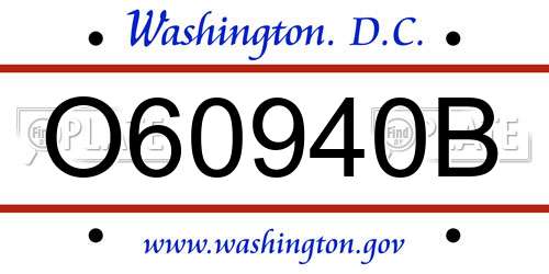 O60940B District Of Columbia License Plate